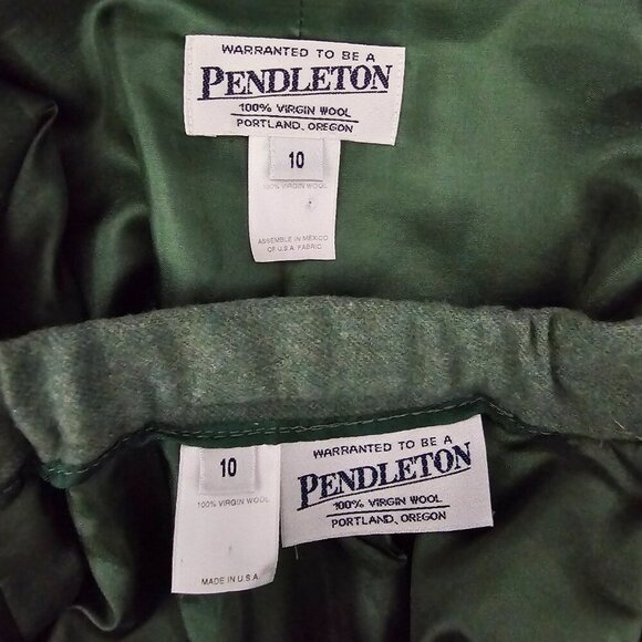 Pendleton Virgin Wool Single Breasted Lined Green Blazer Jacket Skirt Suit Set - Picture 2 of 13